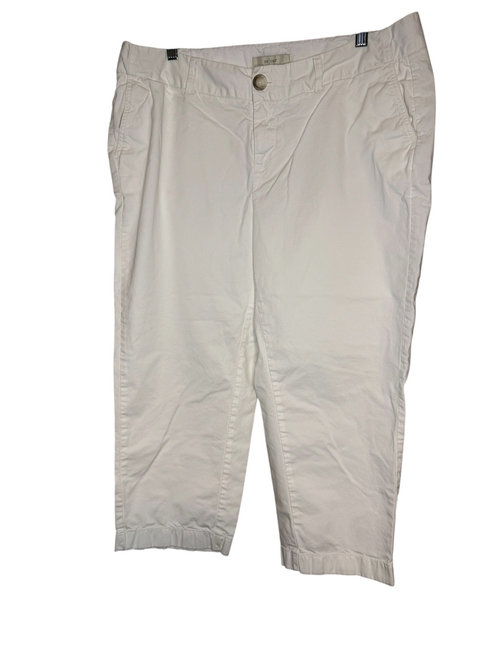 Sejour Women’s Cream Stretch Capri Pants - Classic Comfort Size 14W